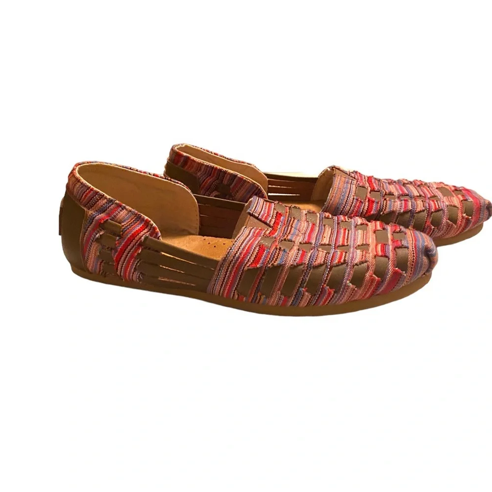 Toms Red Pink Woven Slip-On Espadrilles
